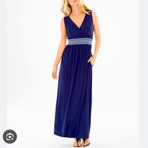 Soma Navy Maxi Dress with White Accents